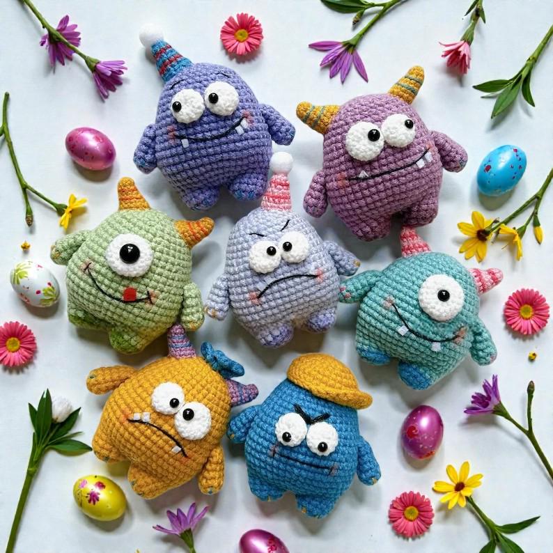 Mini Monster Crochet Pattern | Amigurumi Keychain PDF